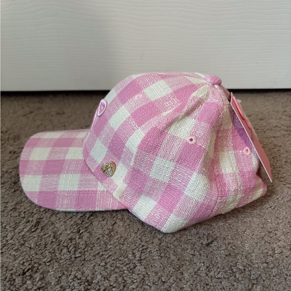 NWT Juicy Couture Pink and White Checkered Cap with Bow - Picture 3 of 4